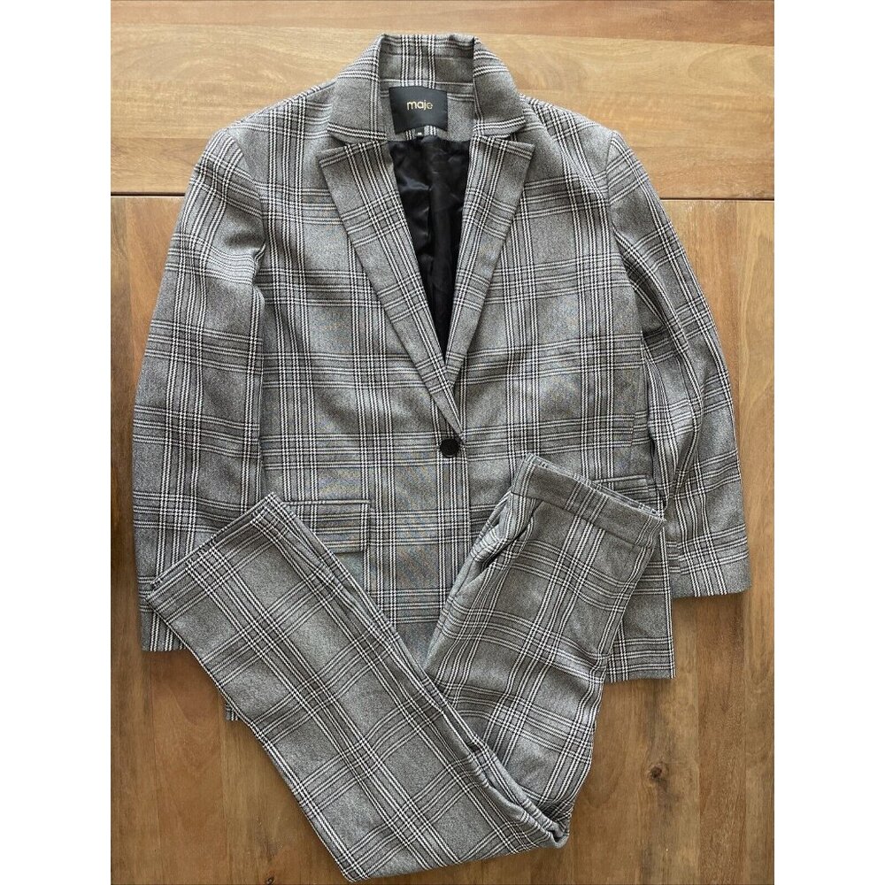 maje 2 Piece Suit Womens 38 Luxury Jacket/Trousers Office Career Preppy Designer